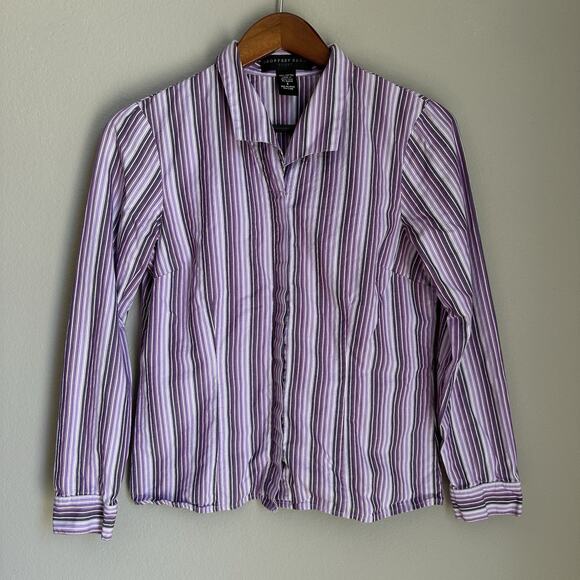 Geoffrey Beene Sport Button Up Cotton Shirt Striped Long Sleeve Collared 90s Y2K - Picture 1 of 6